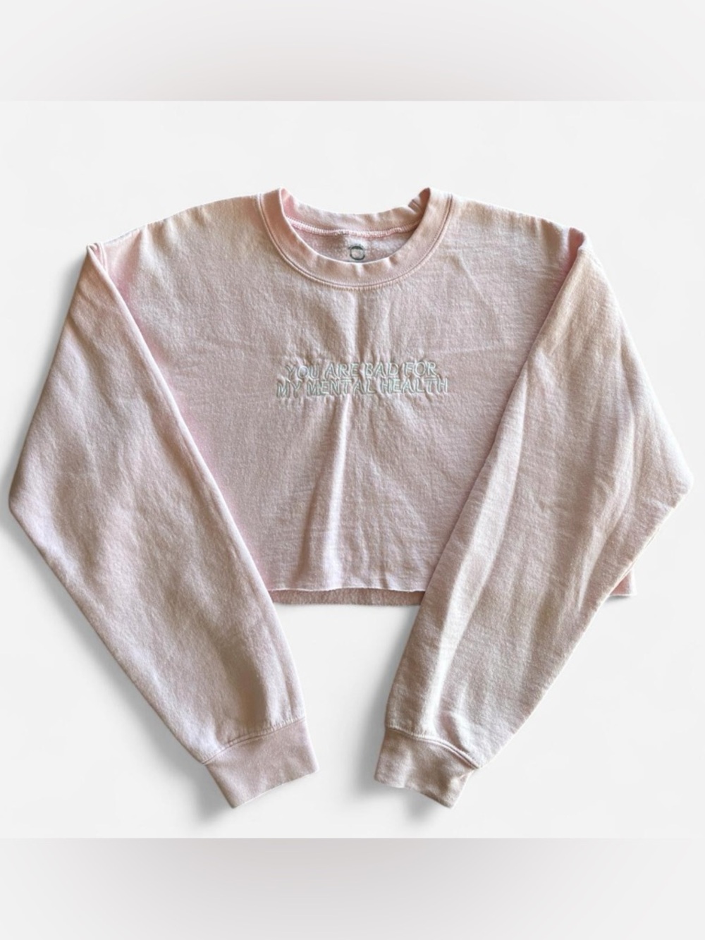 Dream Clothing Mental Health baby pink cropped sweatshirt